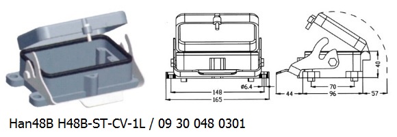 Han 48B H48B-ST-CV-1L 09 30 048 0301 Bulkhead panel mounting 1lever with cover OUKERUI Harting ILME Heavy duty connector.jpg